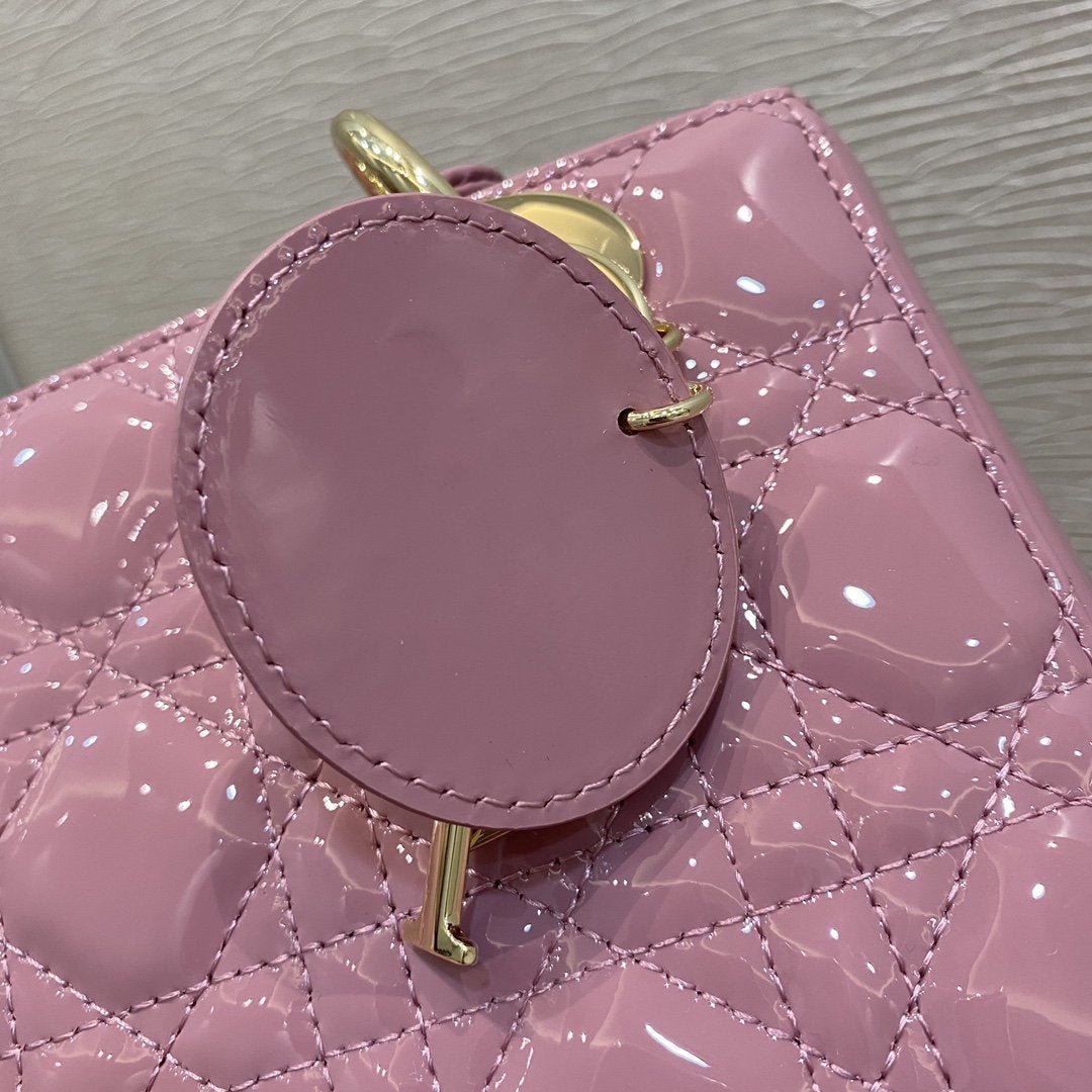 Dior Mini Lady Pink Patent Hand Bag - Image 4