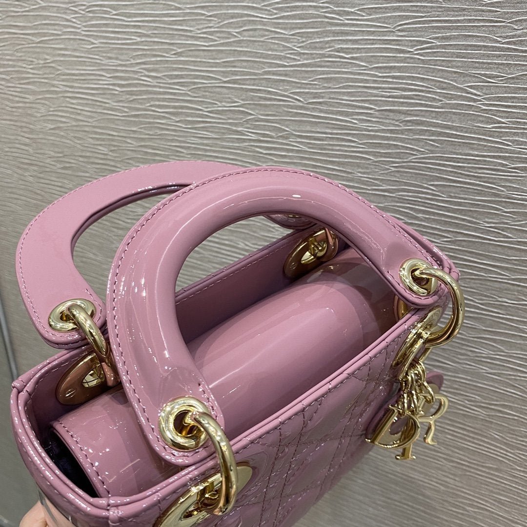 Dior Mini Lady Pink Patent Hand Bag - Image 6