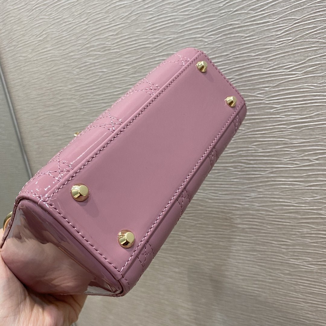Dior Mini Lady Pink Patent Hand Bag - Image 7