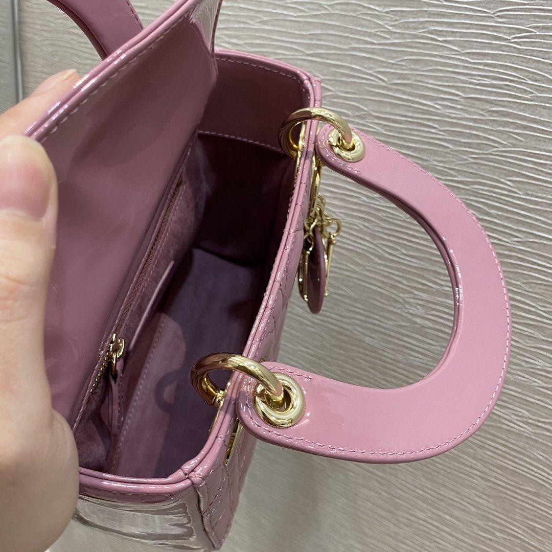 Dior Mini Lady Pink Patent Hand Bag - Image 8