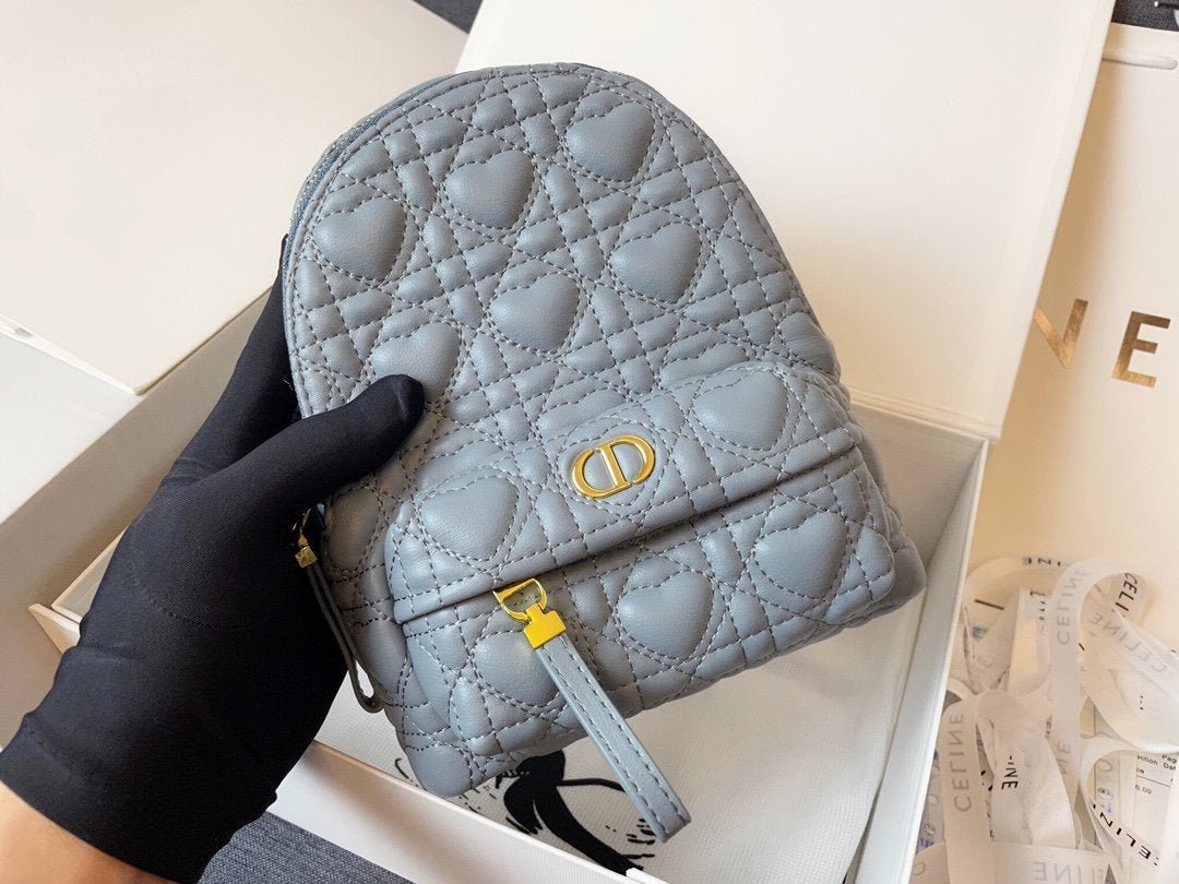 Dior Small Backpack Cloud Blue Cannage Lambskin Bag - Image 5