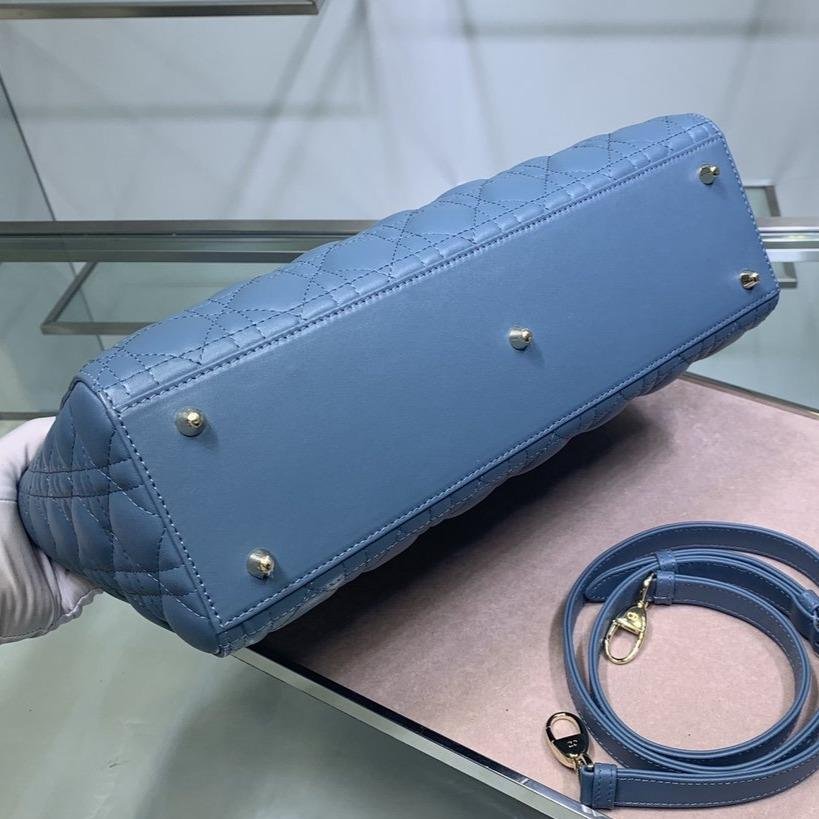 Dior Large Lady Blue Cannage Quilted Lambskin Bag - Image 4