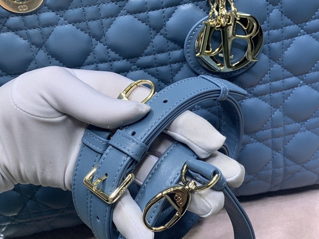 Dior Large Lady Blue Cannage Quilted Lambskin Bag - Image 5