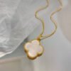 VCA Large Single Pink MOP Gold Clover Necklace