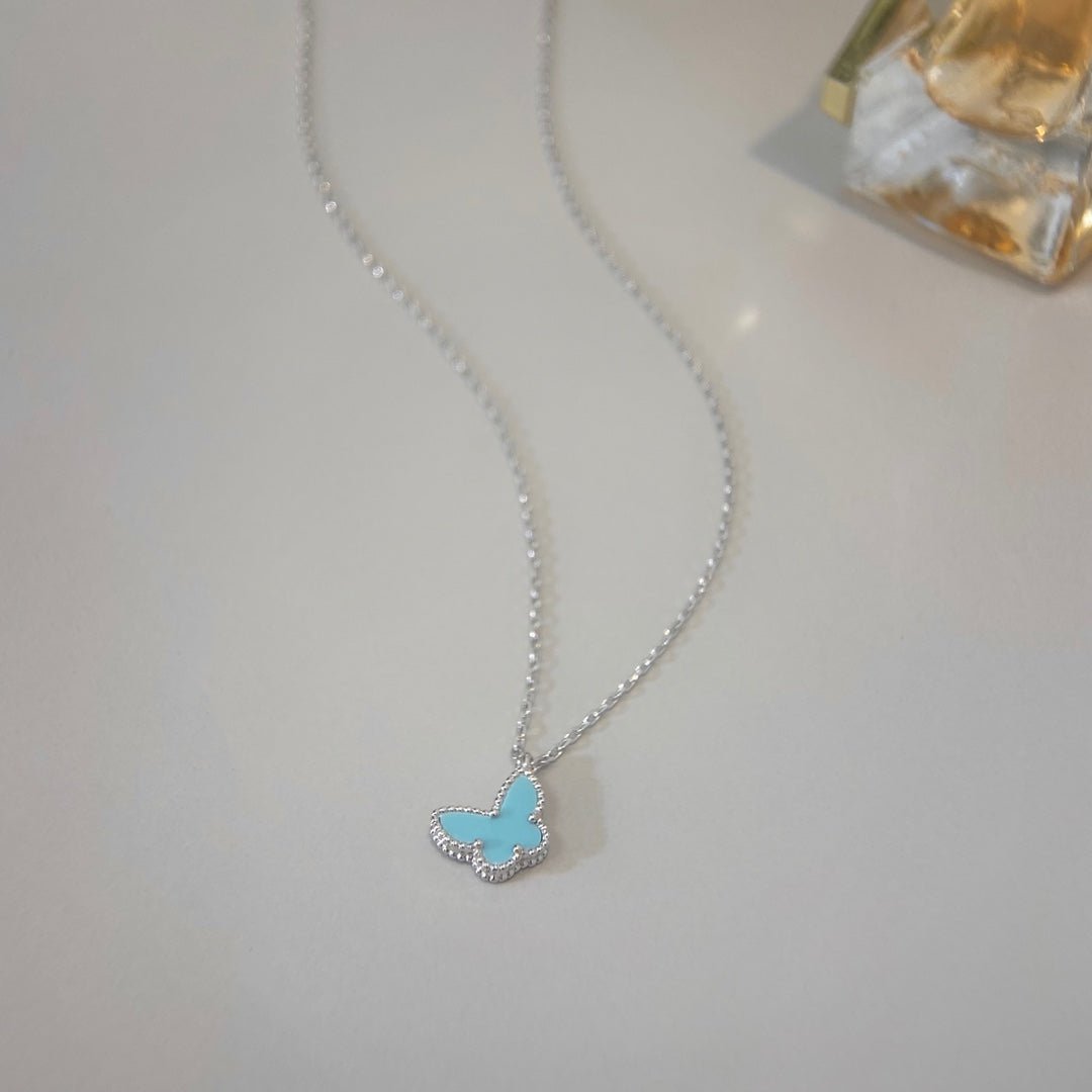VCA Butterfly Silver Turquoise Pendant Necklace - Image 4