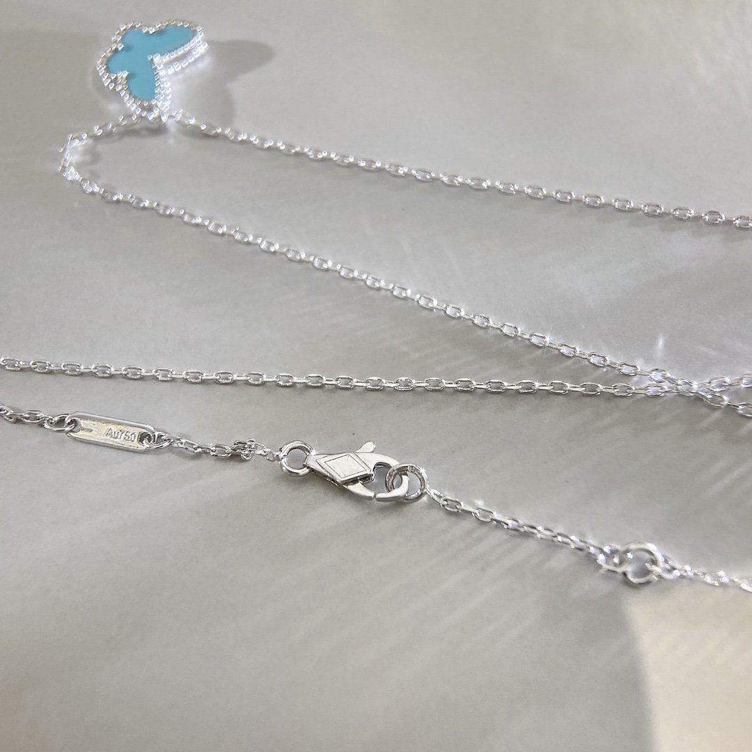 VCA Butterfly Silver Turquoise Pendant Necklace - Image 7