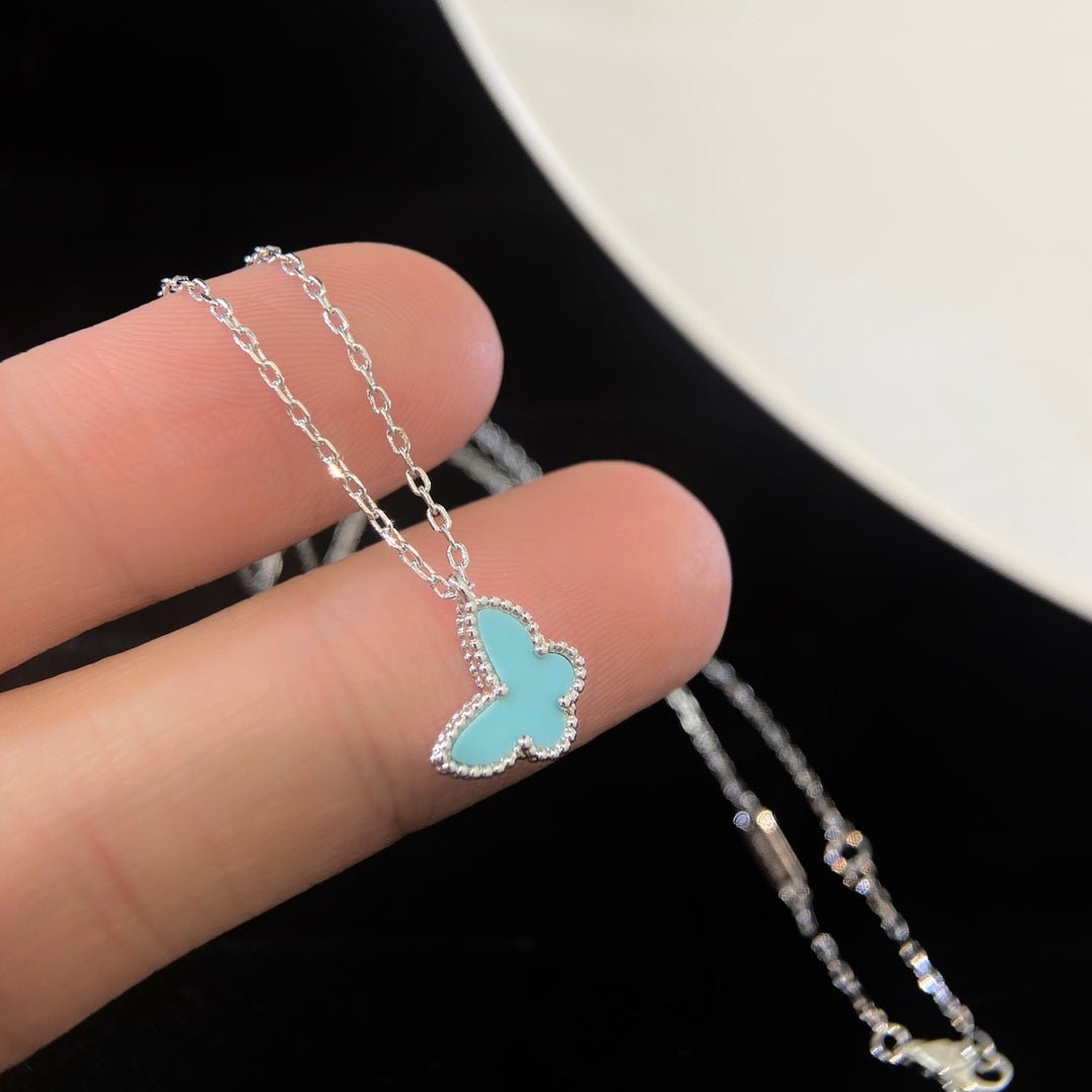 VCA Butterfly Silver Turquoise Pendant Necklace - Image 9