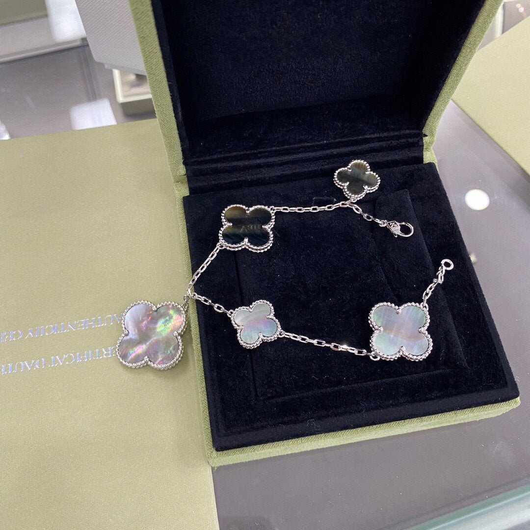 Alternative view of Van Cleef VA 5 Motifs Silver Dark MOP Bracelet