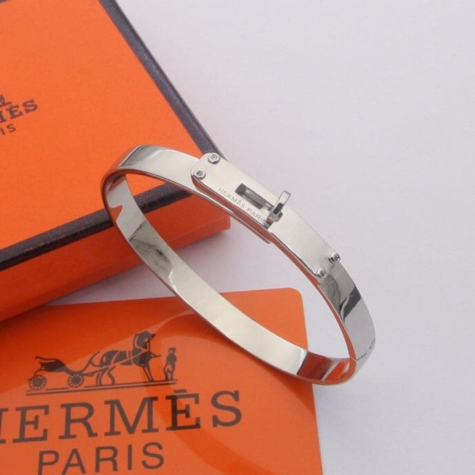 Alternative view of Hermès Kelly Slim Silver Plated Logo Bangle