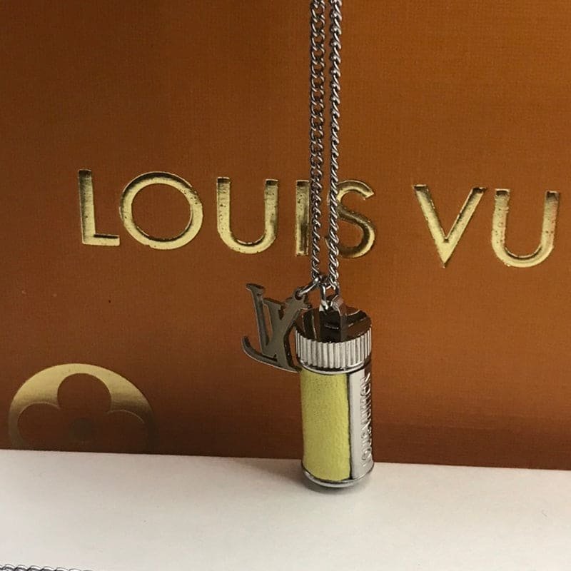 LV Silver Yellow Enamel Cylinder Necklace - Image 10
