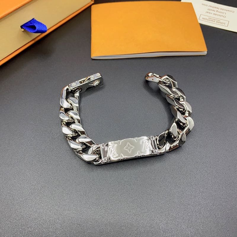 LV Silver Chain Logo Bracelet - Image 3