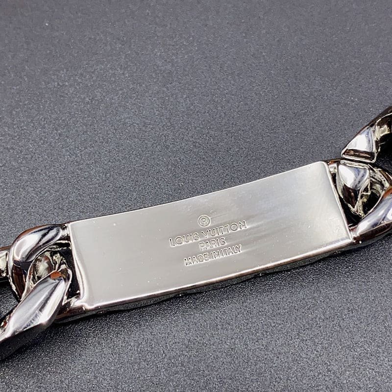 LV Silver Chain Logo Bracelet - Image 4