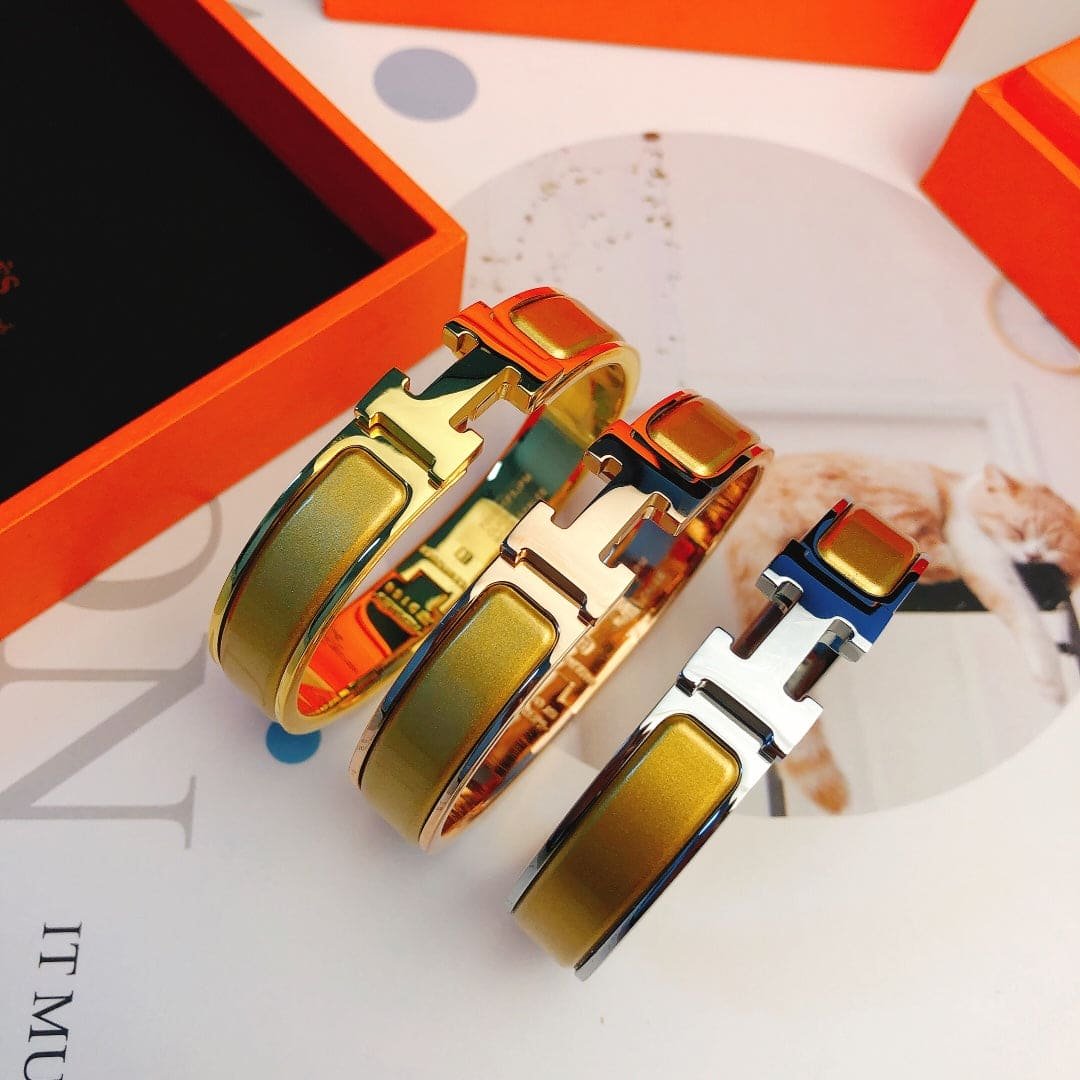Hermès Gold Plated Yellow Enamel Bracelet - Image 8