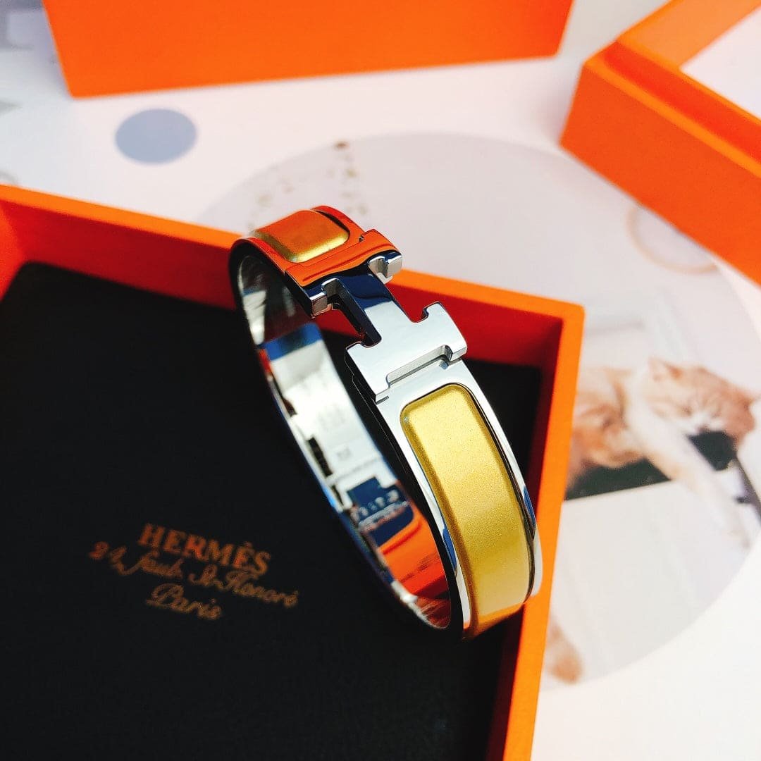 Hermès Gold Plated Yellow Enamel Bracelet - Image 6