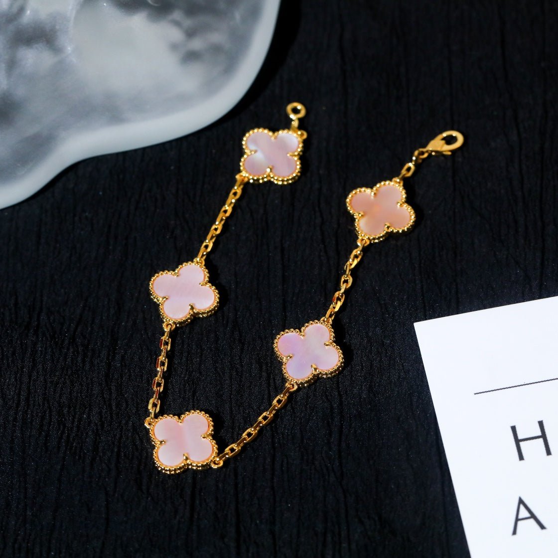 Alternative view of Van Cleef VA 5 Motifs Gold Pink MOP Bracelet