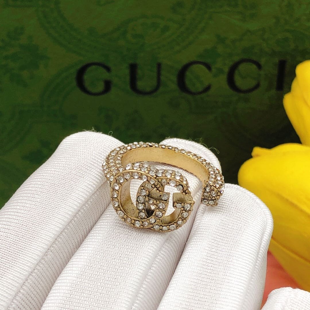 GUCCI Crystal Open GG Ring - Image 4