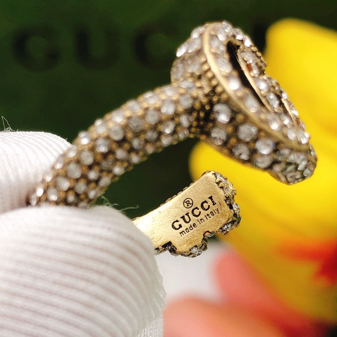 GUCCI Crystal Open GG Ring - Image 3