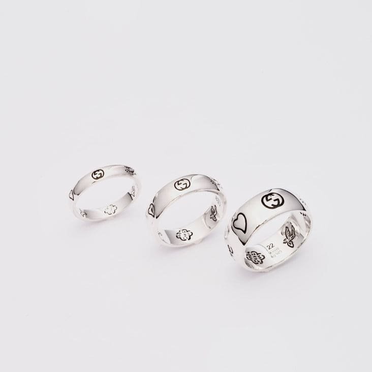 GUCCI Engraved Silver Love Band Ring - Image 3