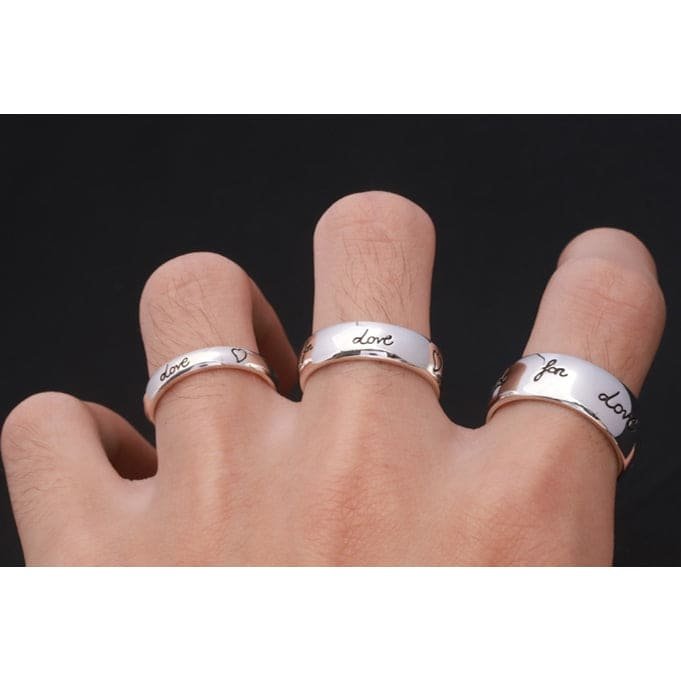 GUCCI Engraved Silver Love Band Ring - Image 6
