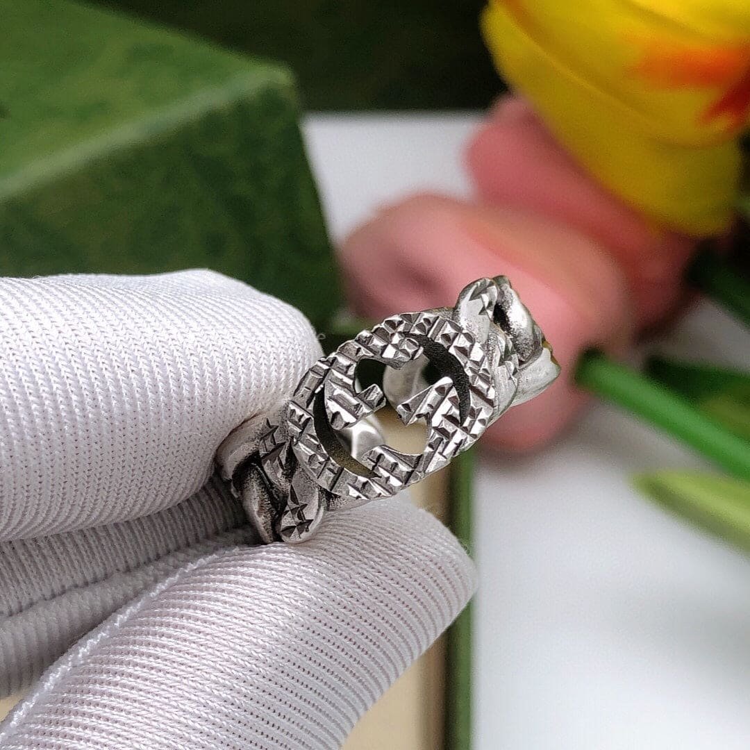 GUCCI Chain Link Open Silver Ring - Image 4