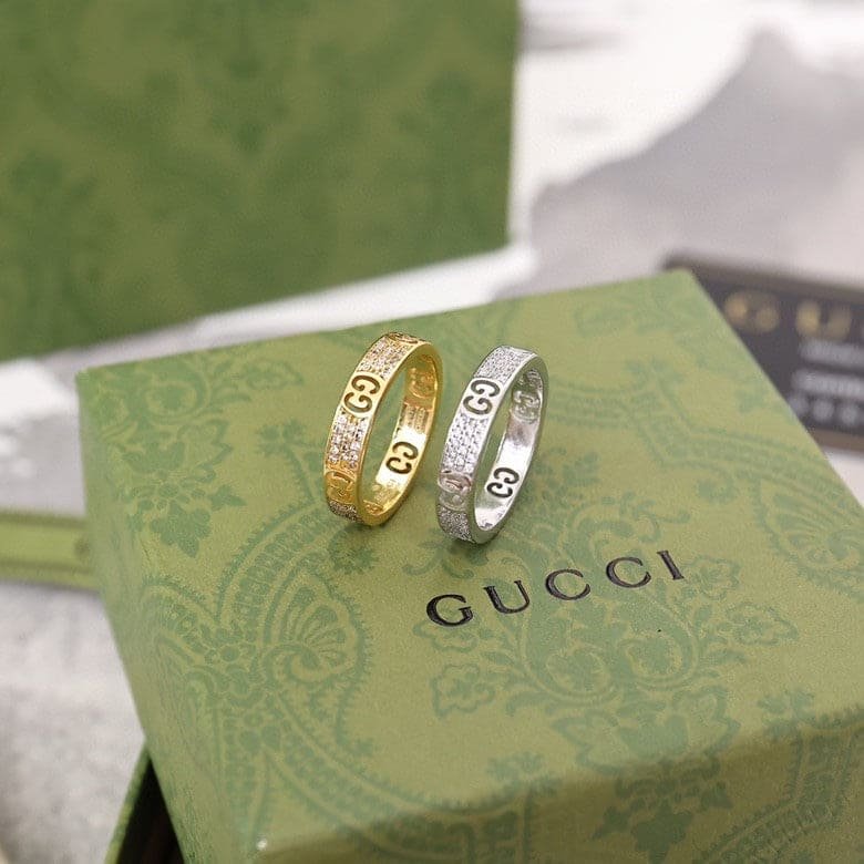 Alternative view of 18K Double Gucci Icon Full Diamonds Ring
