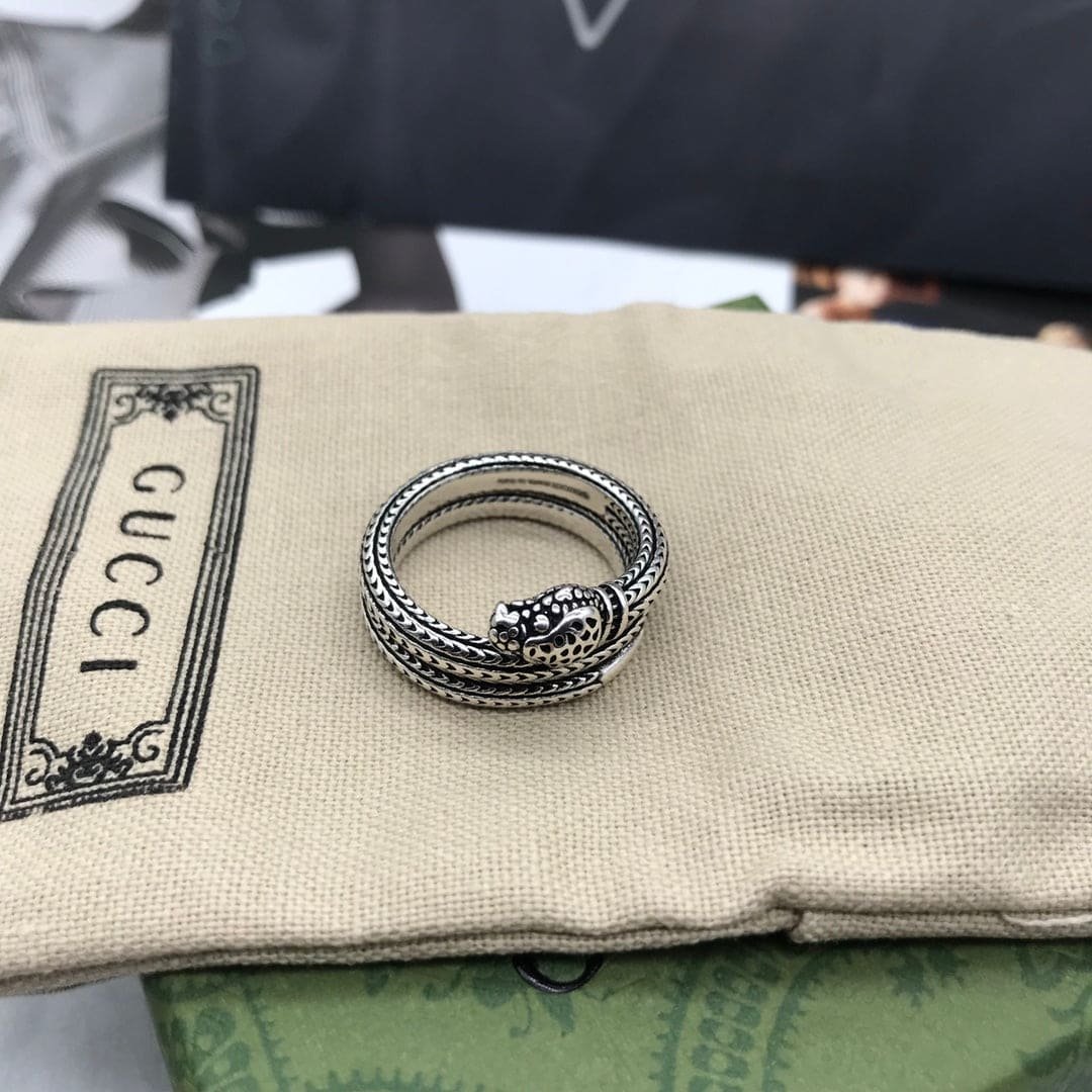 Alternative view of Double Gucci Garden Silver Snake Ring