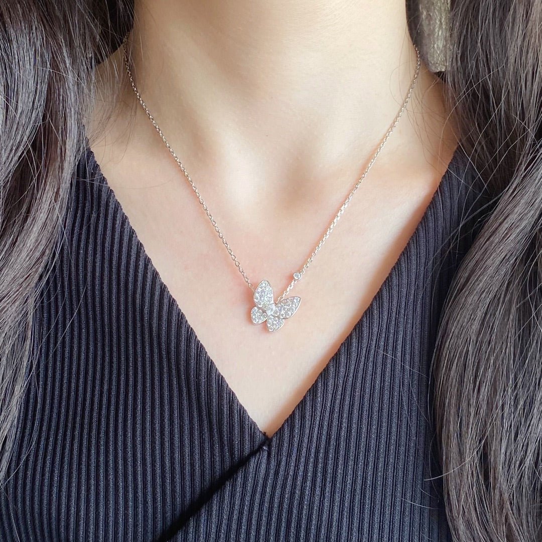 Alternative view of VCA Medium Butterfly Multi-Tone Diamond Necklace