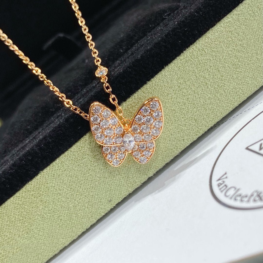 VCA Medium Butterfly Multi-Tone Diamond Necklace - Image 4
