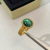 Round Malachite Beaded Pink Gold Ring