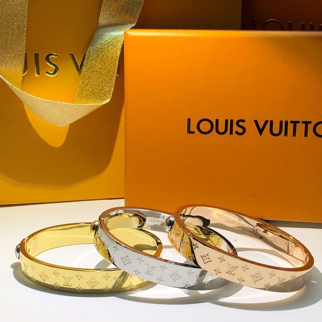 Alternative view of LV Engraved Rose Gold Bangle With Delicate