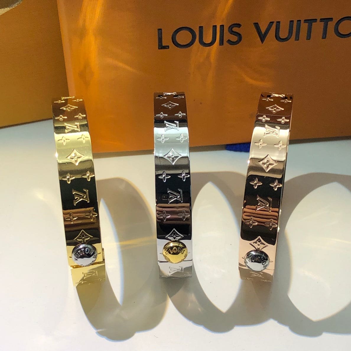 LV Rose Gold Monogram Bangle - Image 3