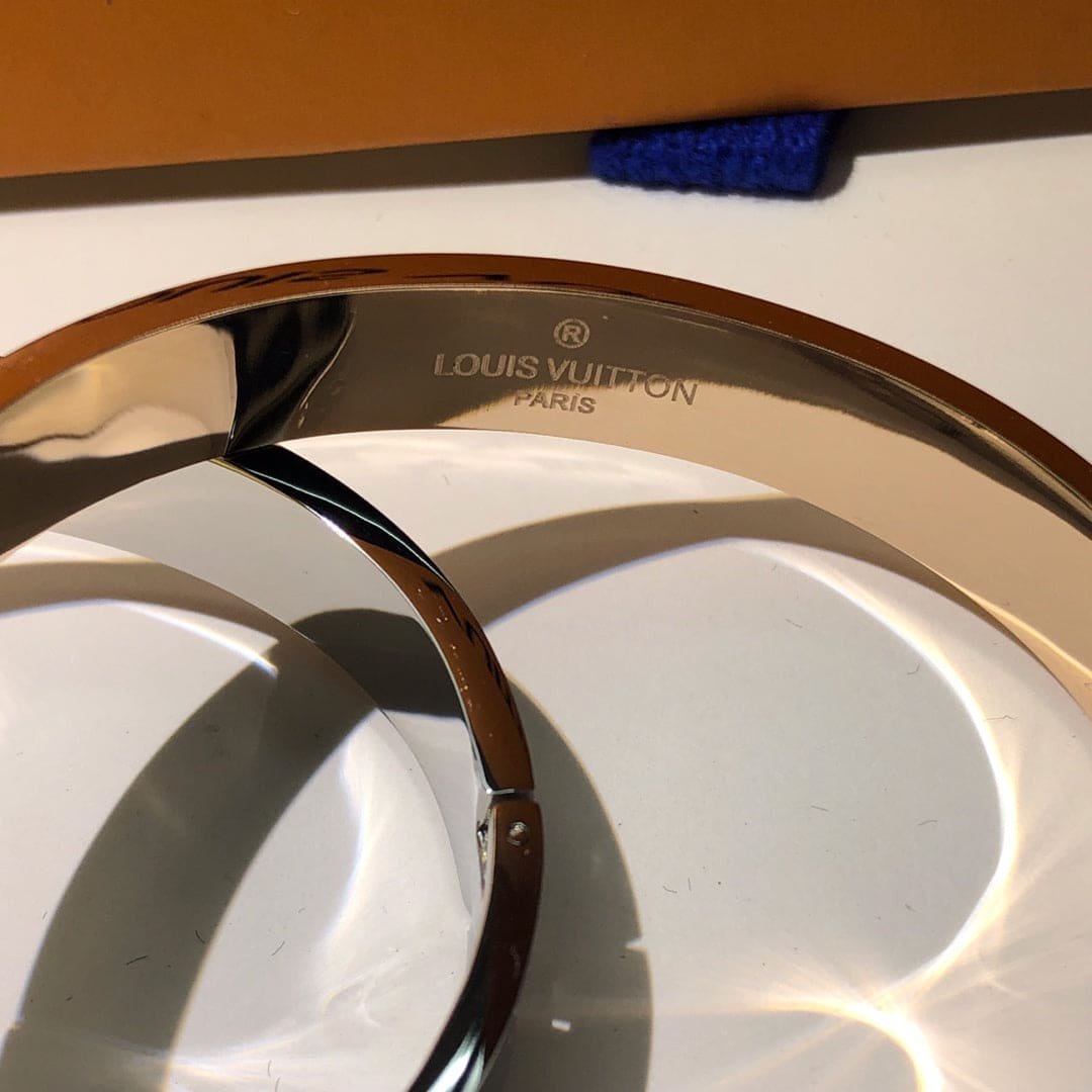 LV Gold Monogram Engraved Bangle - Image 5
