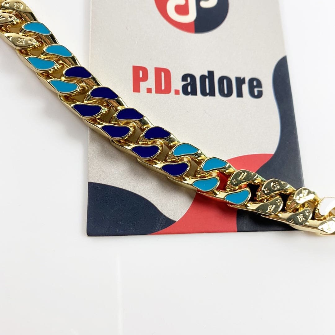 LV Gold Enamel Chain Bracelet - Image 5