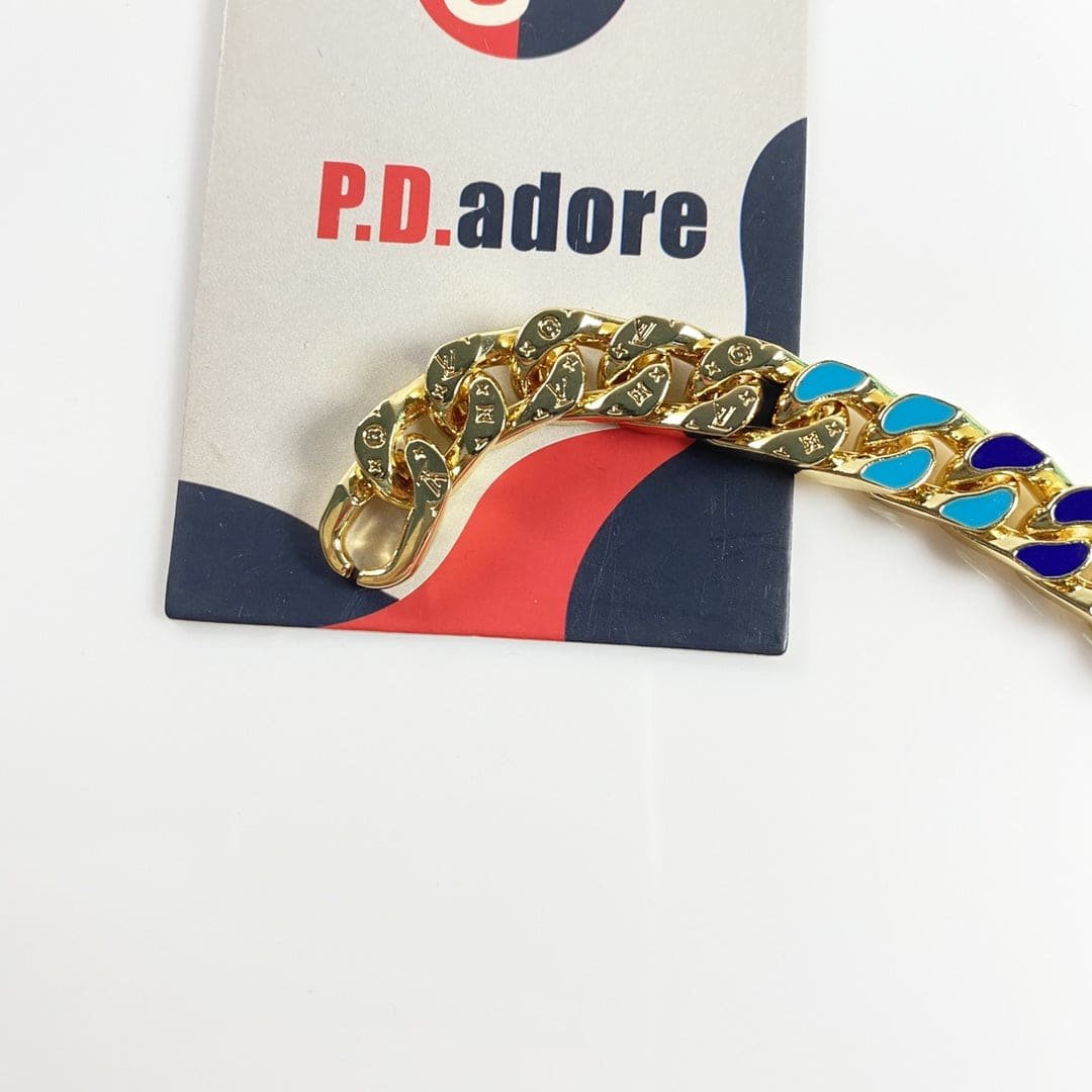 LV Gold Enamel Chain Bracelet - Image 6