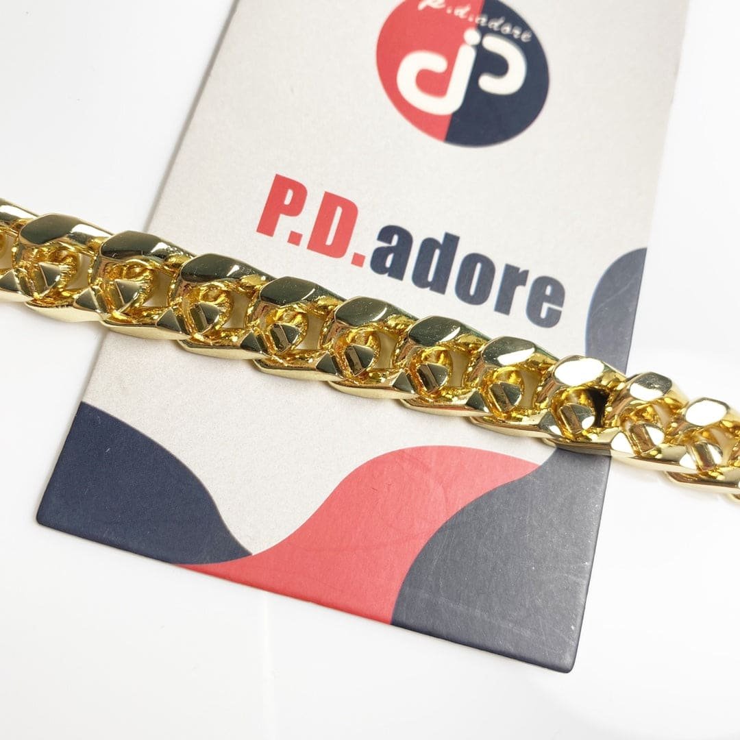 LV Gold Enamel Chain Bracelet - Image 9