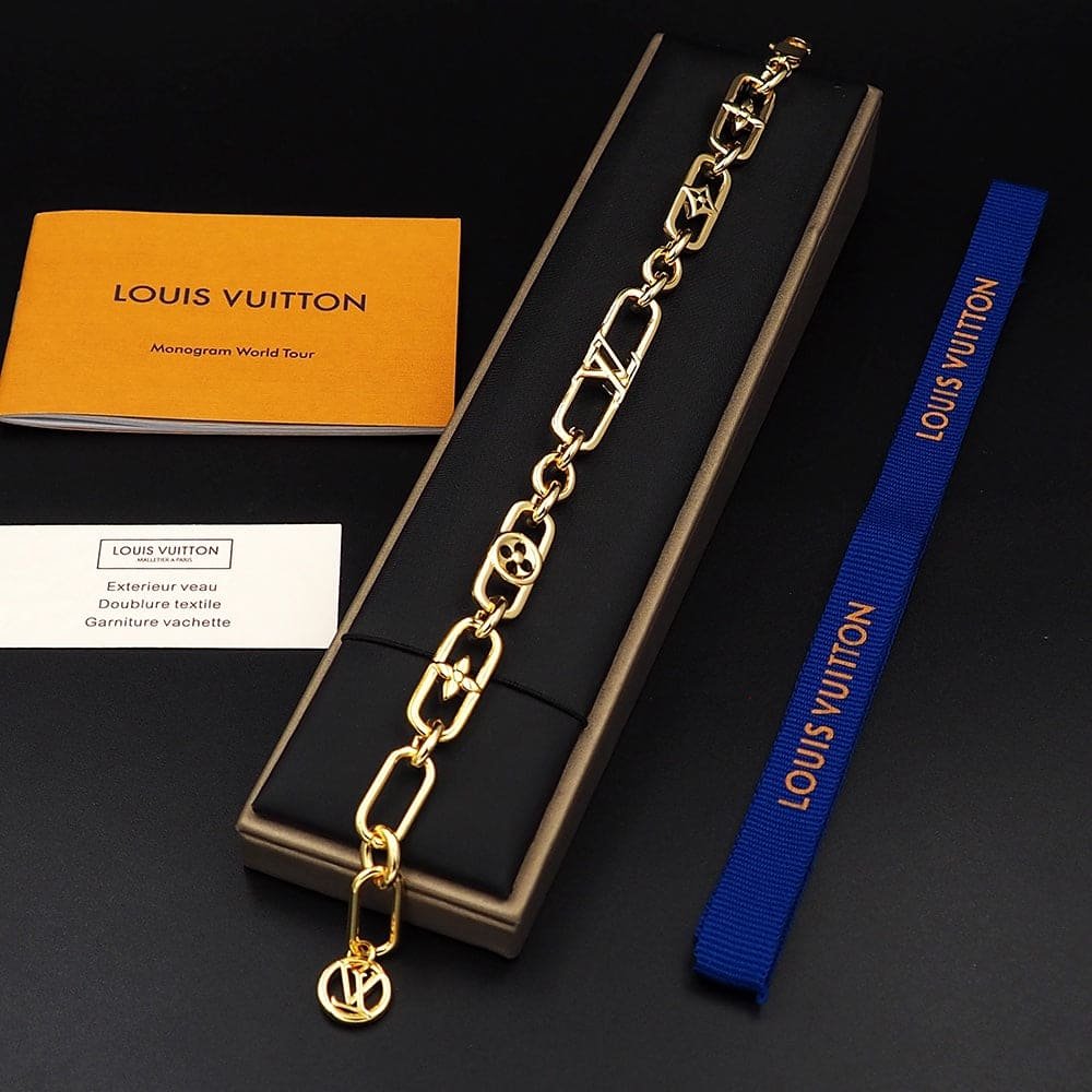 LV Chain Flower Charm Bracelet - Image 3