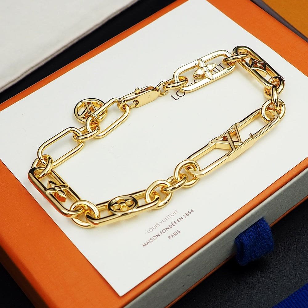 LV Chain Flower Charm Bracelet - Image 4