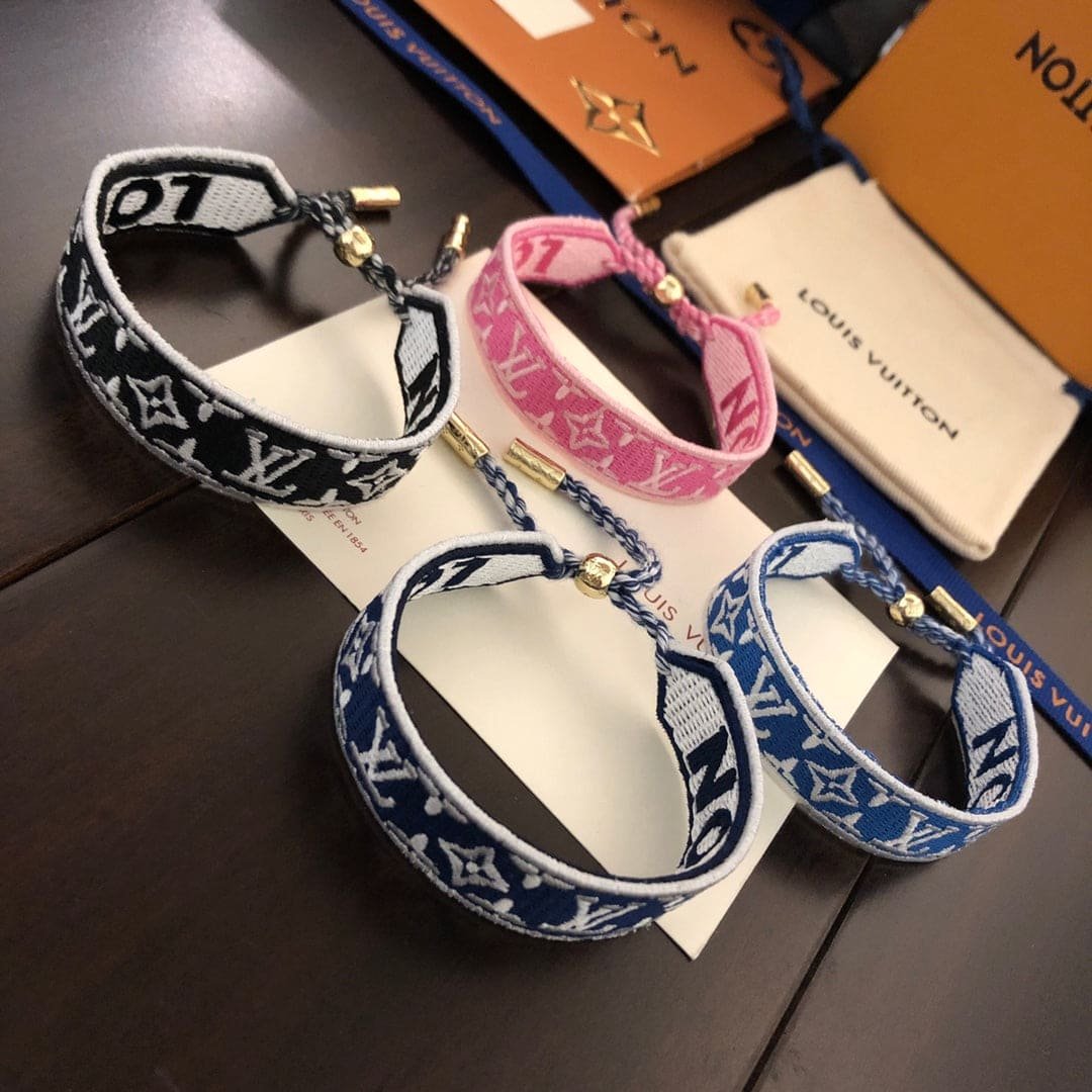 LV Embroidered Fabric Bracelet - Image 3