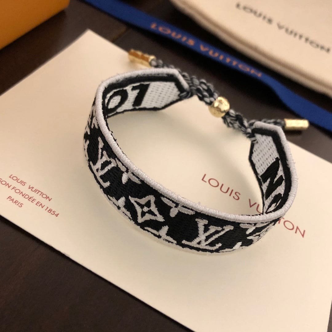 LV Embroidered Fabric Bracelet - Image 4