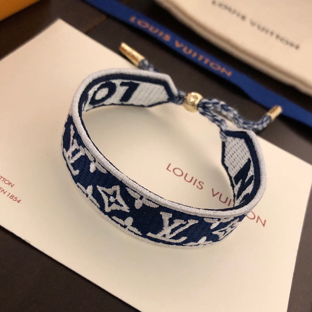 LV Embroidered Fabric Bracelet - Image 5