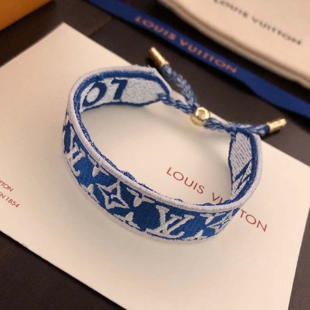 LV Embroidered Fabric Bracelet - Image 6