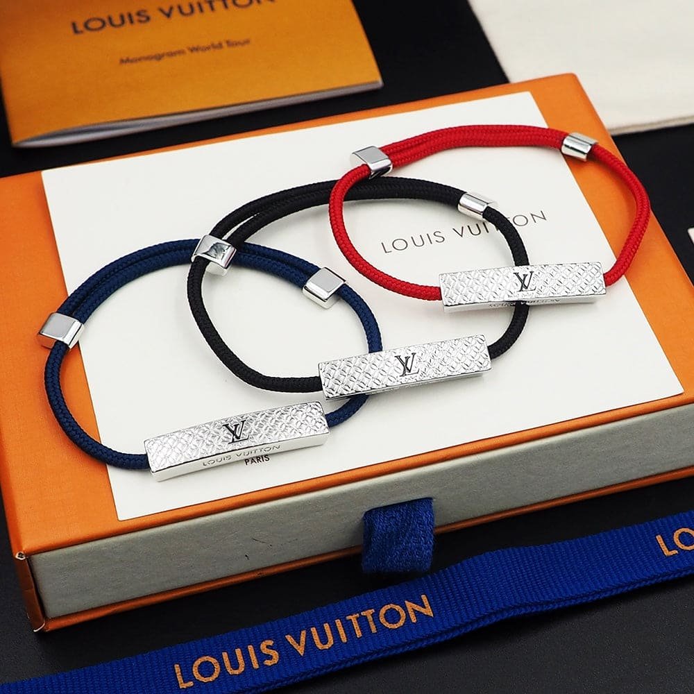 LV Red Cord Logo Bracelet - Image 4