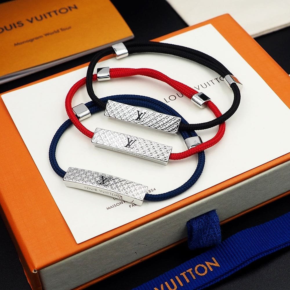 LV Red Cord Logo Bracelet - Image 5