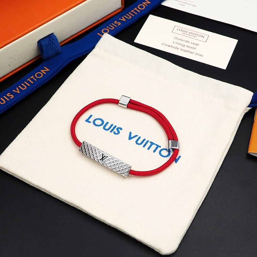LV Red Cord Logo Bracelet - Image 3