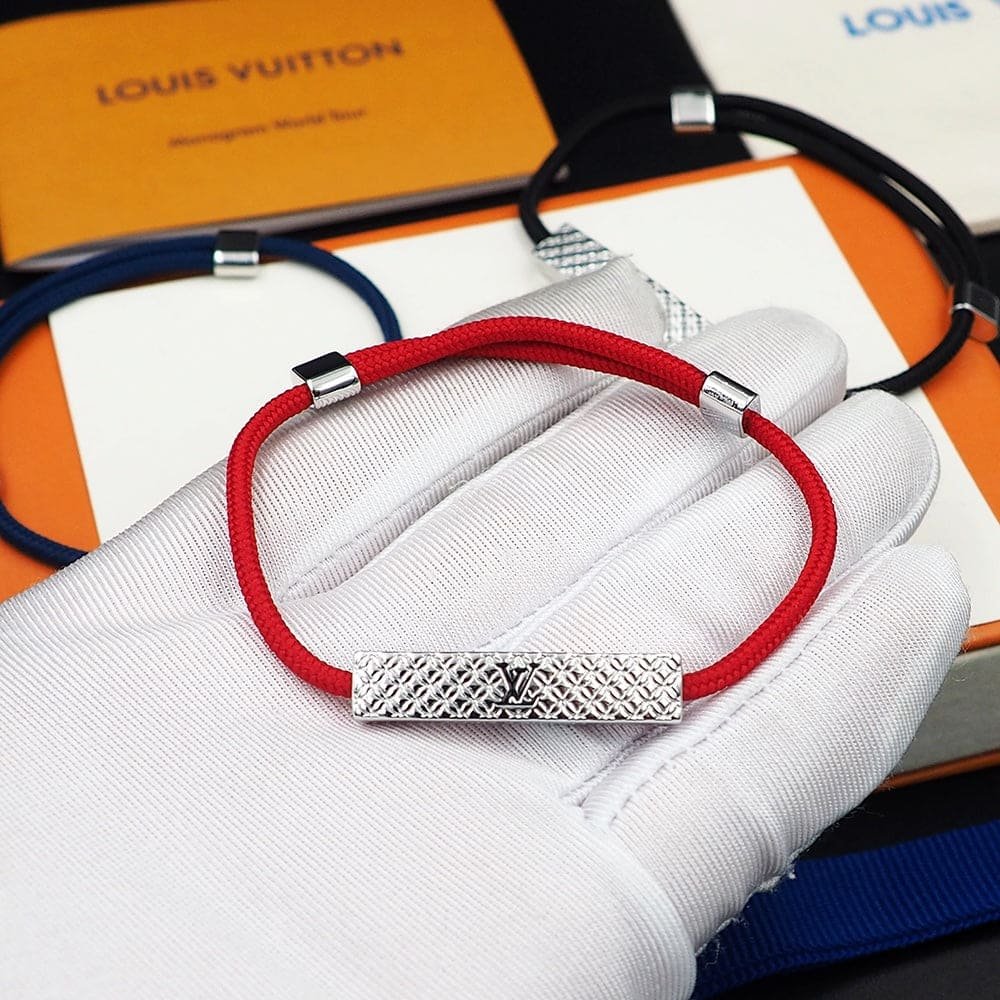 LV Red Cord Logo Bracelet - Image 6