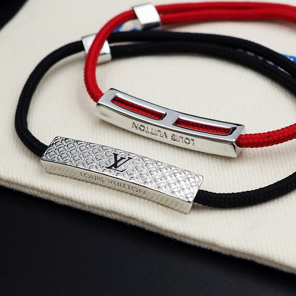 LV Red Cord Logo Bracelet - Image 7