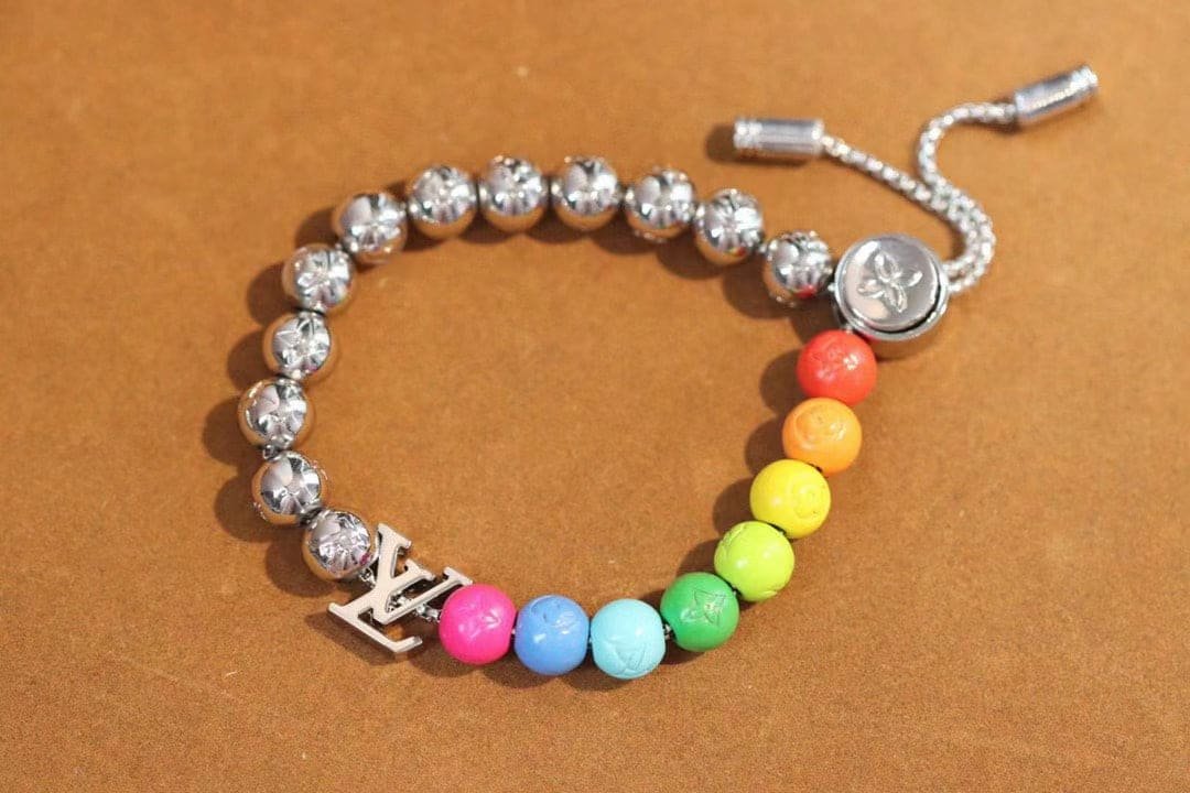 Alternative view of LV Rainbow Bead & Logo Adjustable Bracelet