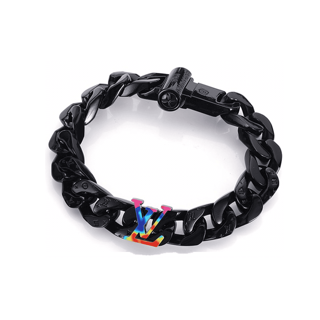 LV Black Cuban Link Bracelet