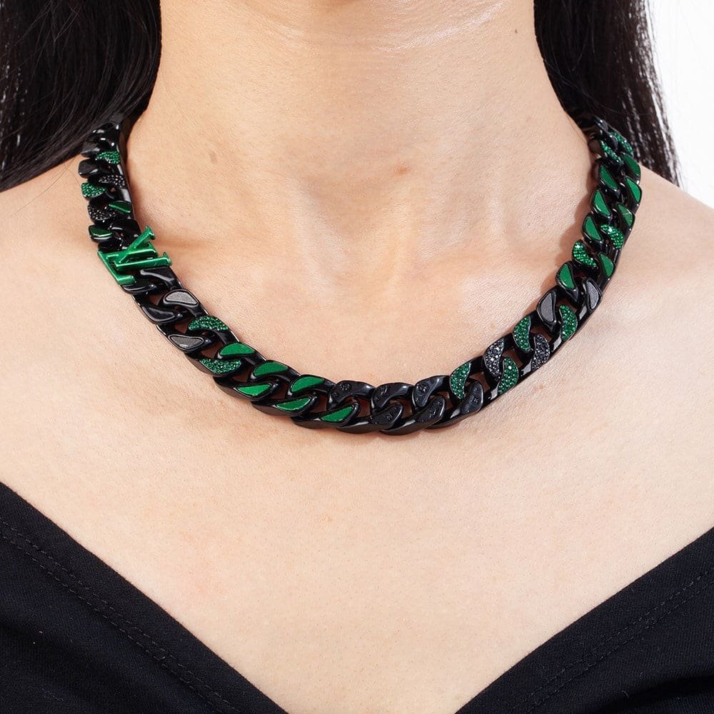 Alternative view of LV Green Black Chain Bracelet