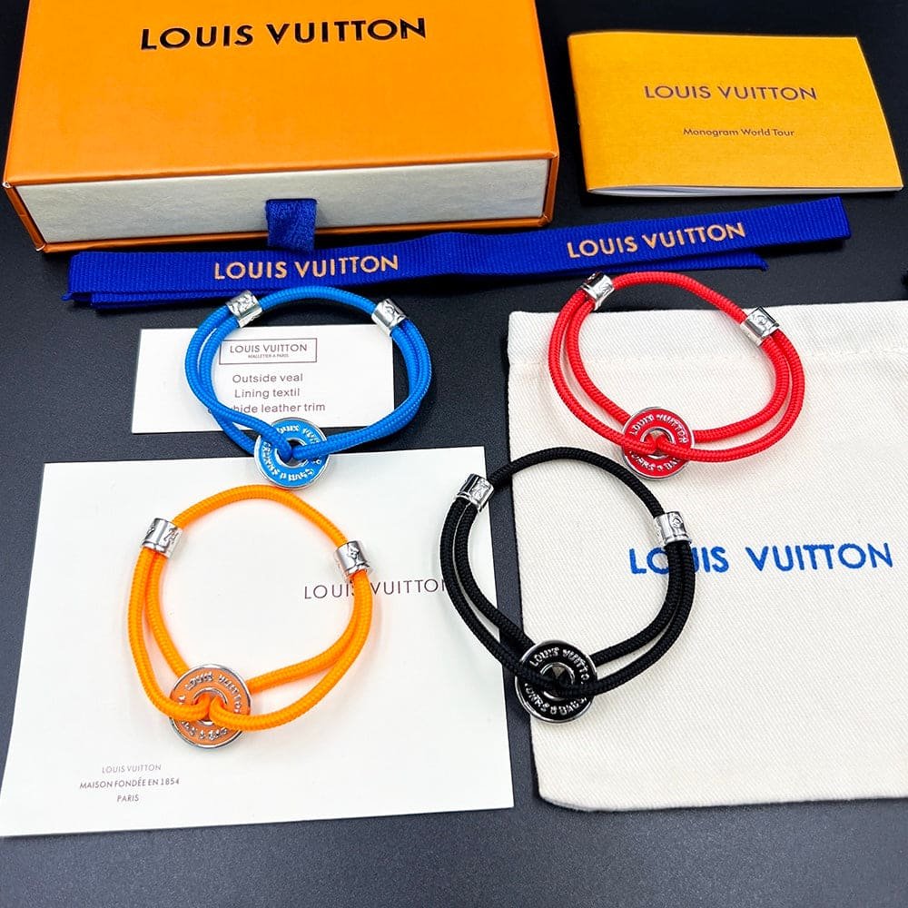 Alternative view of LV Blue Braided Cord Silver-Tone Bracelet